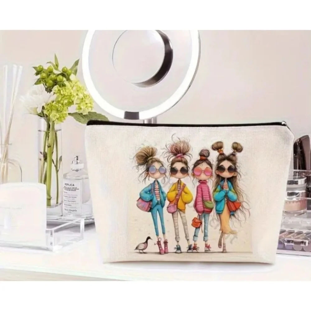 Cosmetic Makeup Bag Pouch 4 Girls With Sunglasses NWT